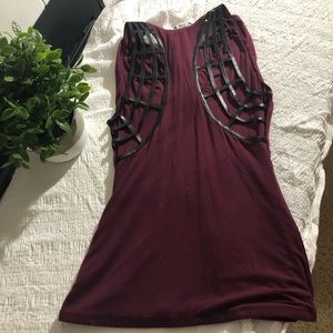 SEXY GARNET LEATHER STRAP TOP SZ LARGE